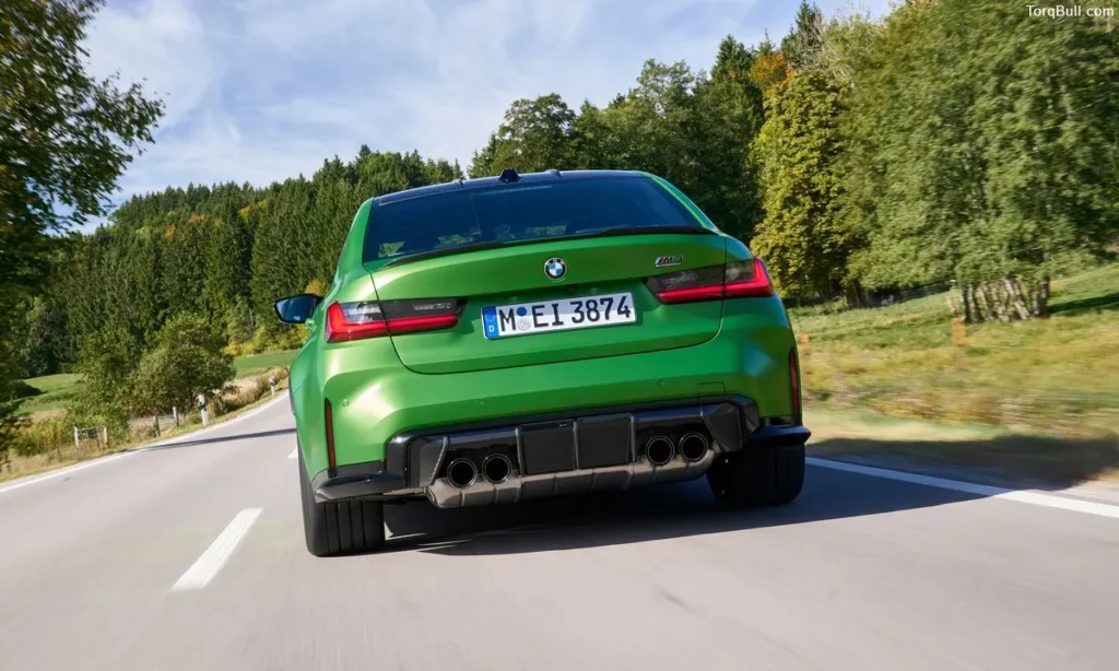 BMW M3 on road back view