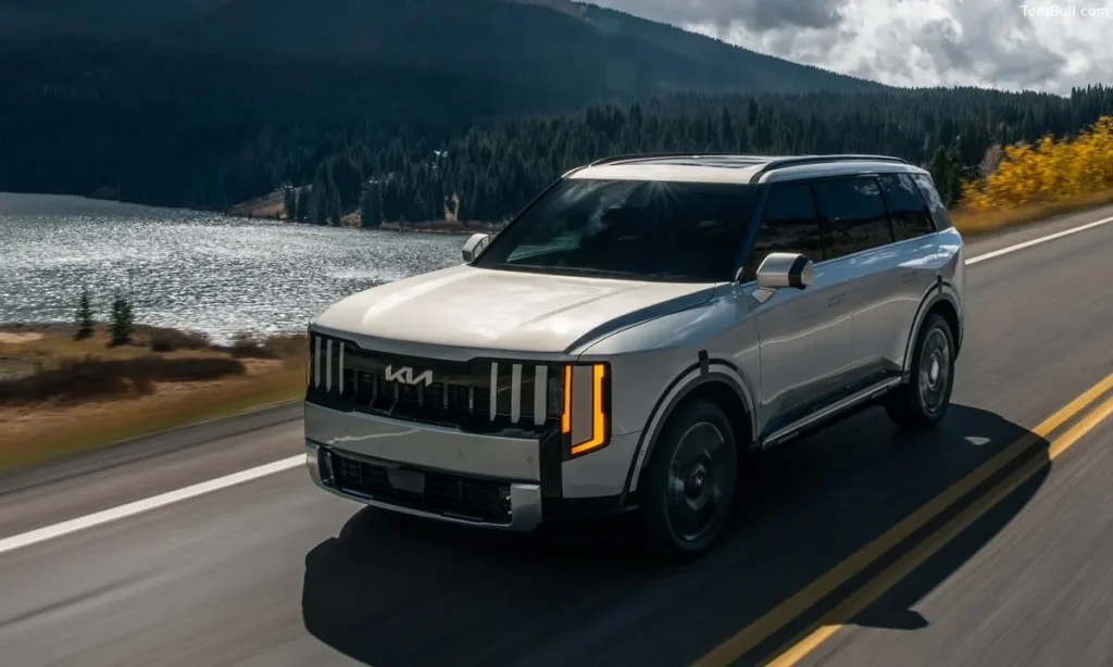 2027 Kia Telluride front profile on highway