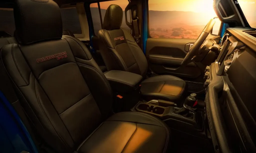 Blue Jeep Wrangler interior seats