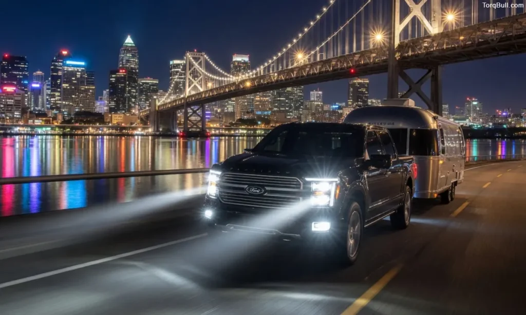 Ford F-150 nighttview under bridge