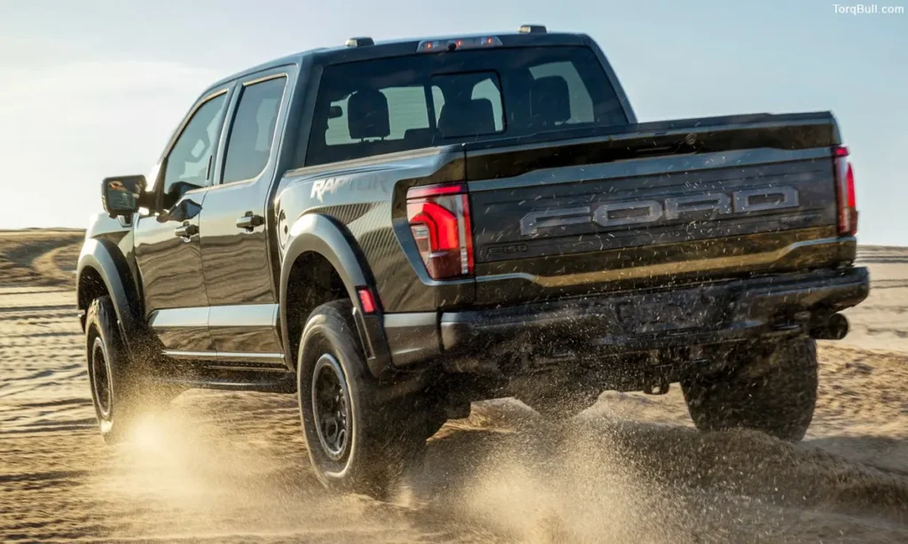 Ford F-150 Raptor rear view on rough terrain 875456