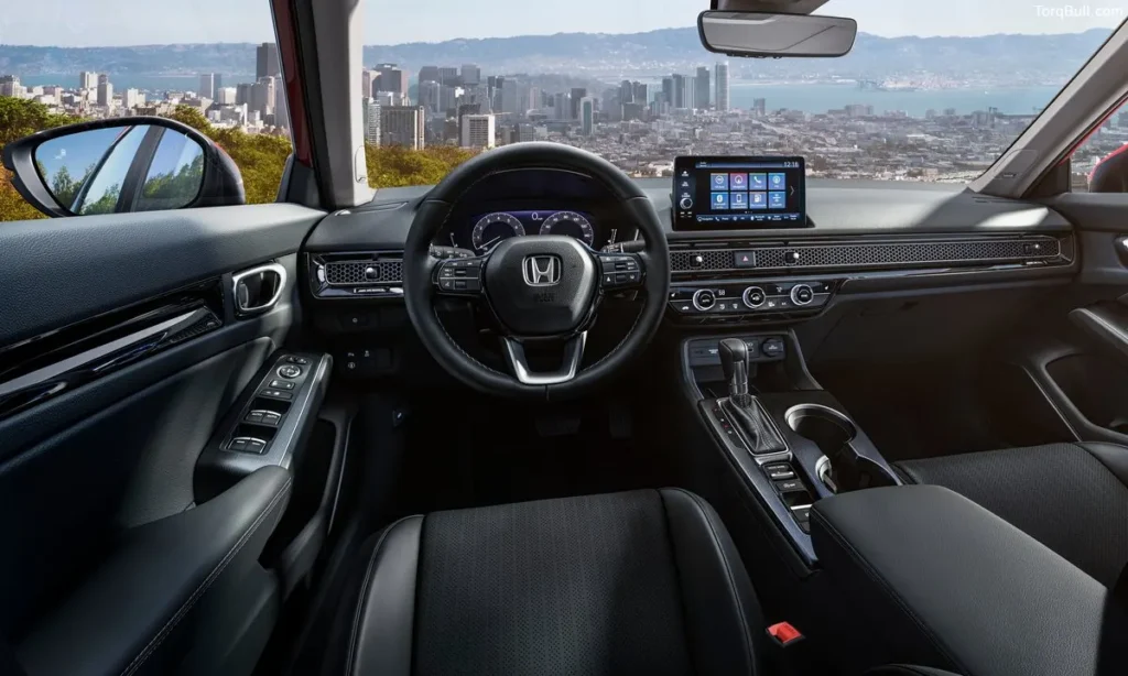 Honda Civic in the city interior cabin