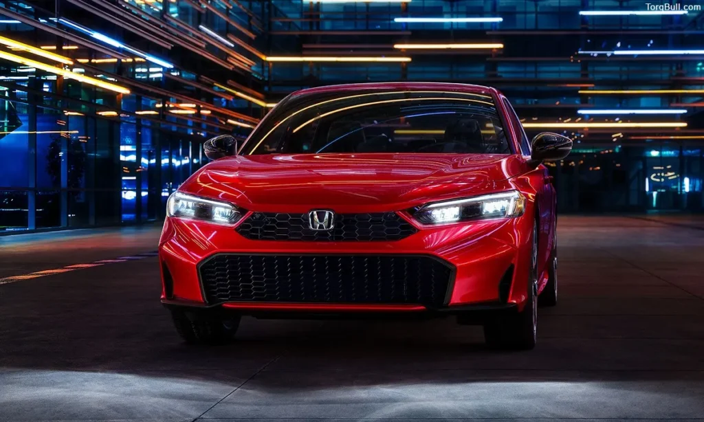 Honda Civic in city night Front view