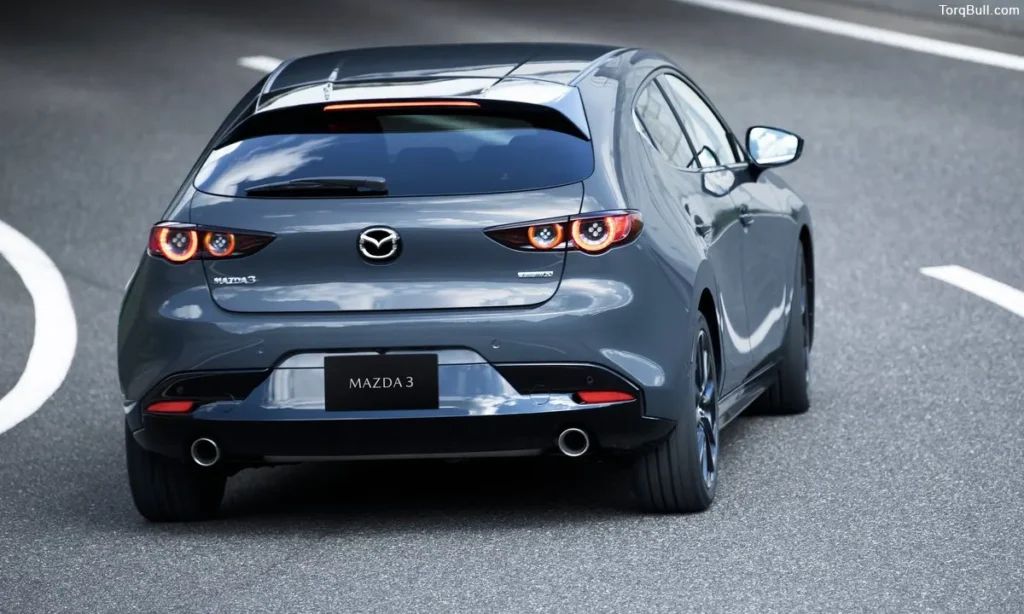 Mazda 3 rear profile on highway