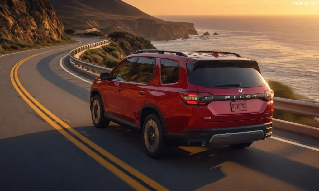 Honda Pilot on highway near beach
