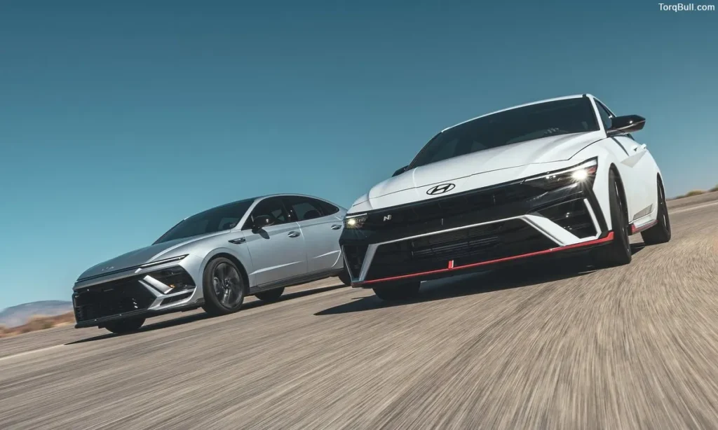 Hyundai Elantra Trim racing on the road
