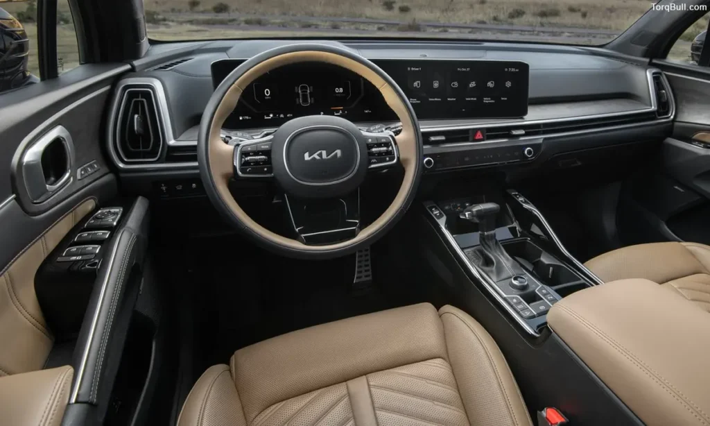 Kia Sorento interior cabin beige and black color