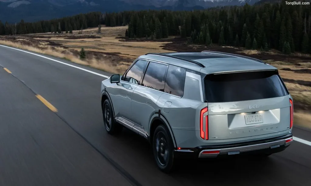 Kia Telluride rear view on highway 837465