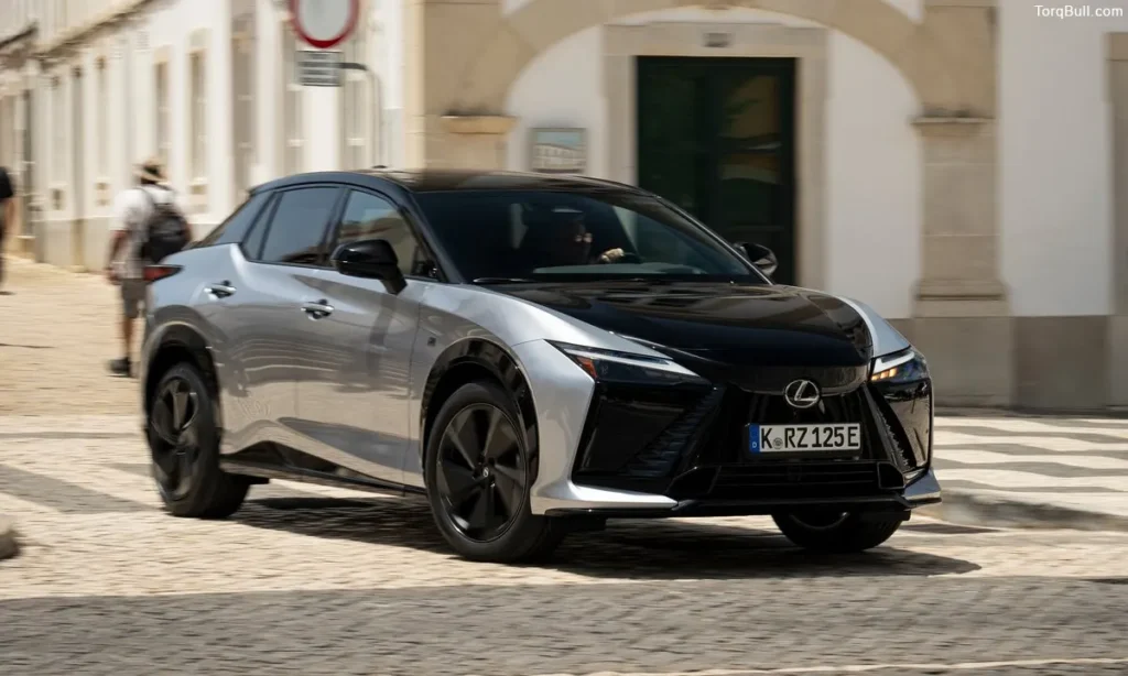 Lexus RZ on road front view