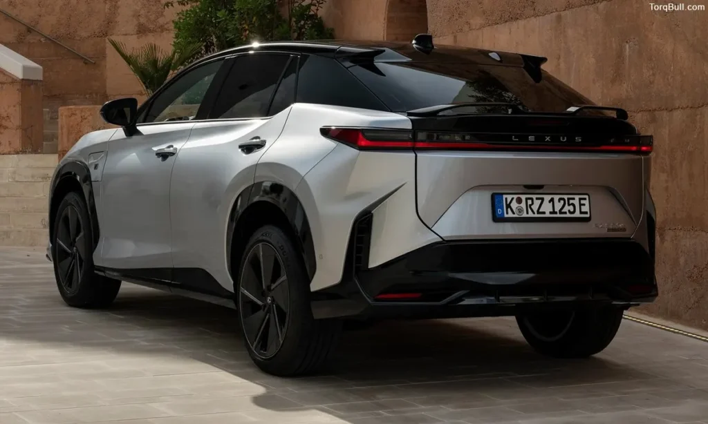 Lexus RZ rear view on road