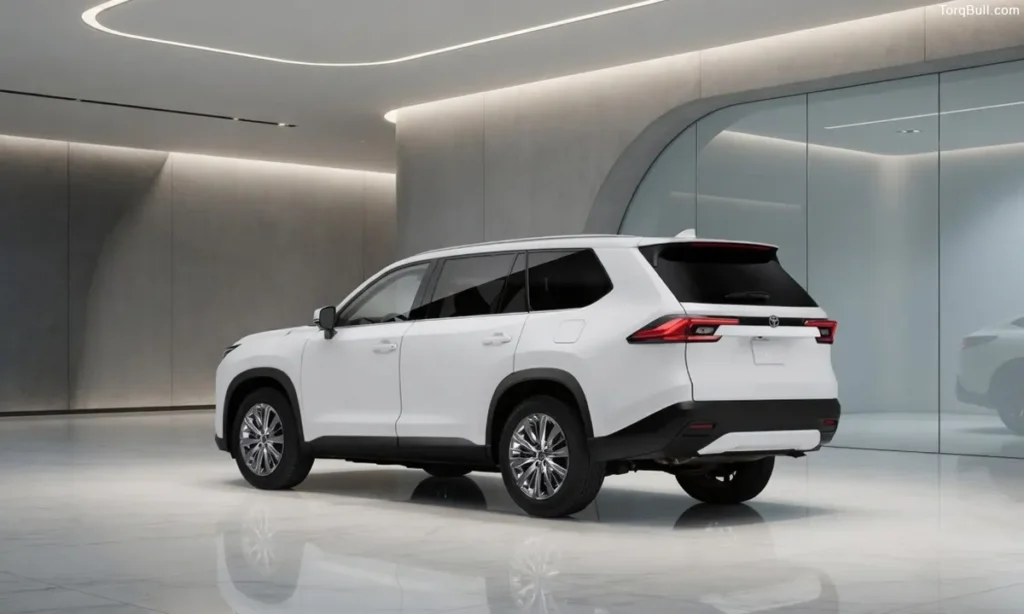 Toyota Grand Highlander rear view in the showroom