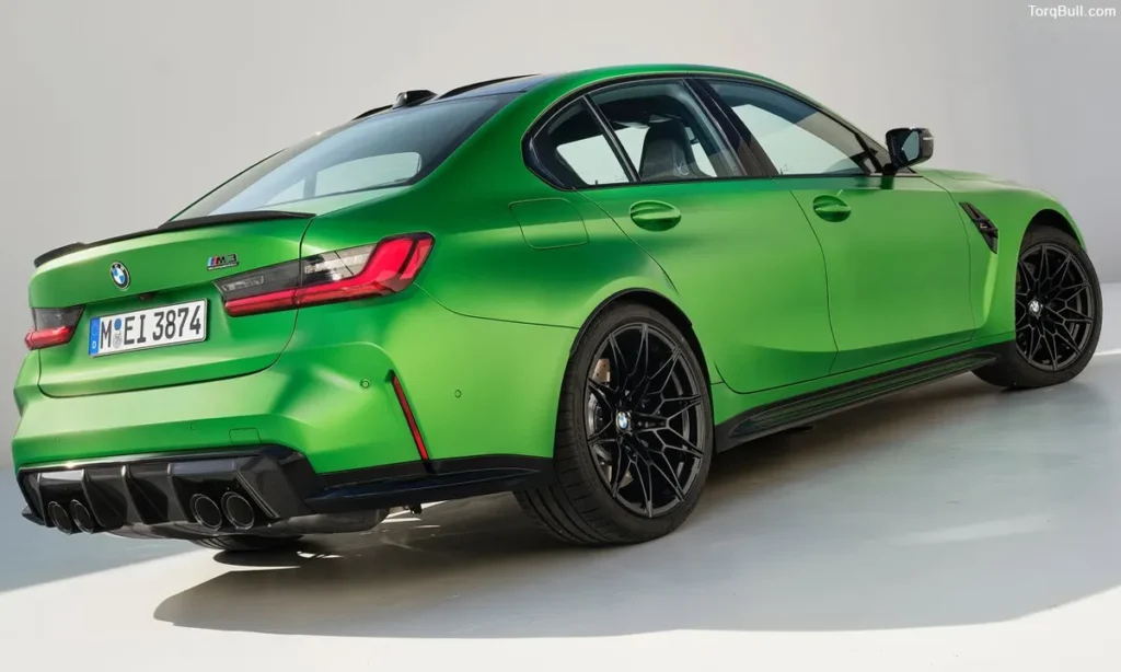 Green BMW M3 rear view standby position