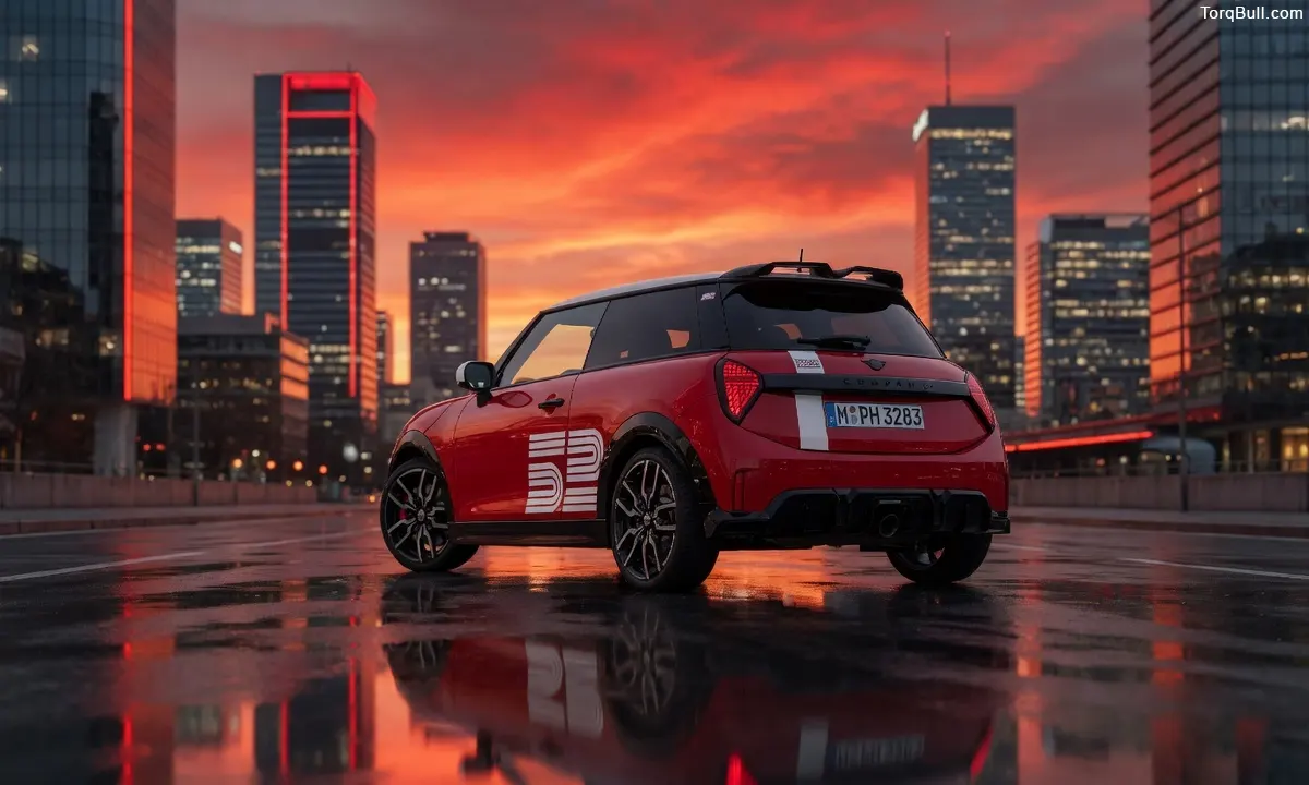 2026 MINI JCW 1965 Victory Edition rear view.