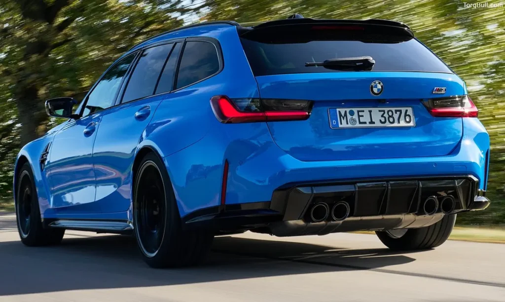 BMW M3 on road rear view 90384