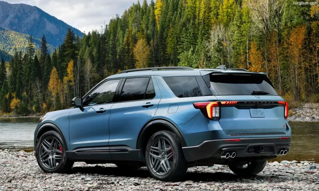 Ford Explorer parking near lake