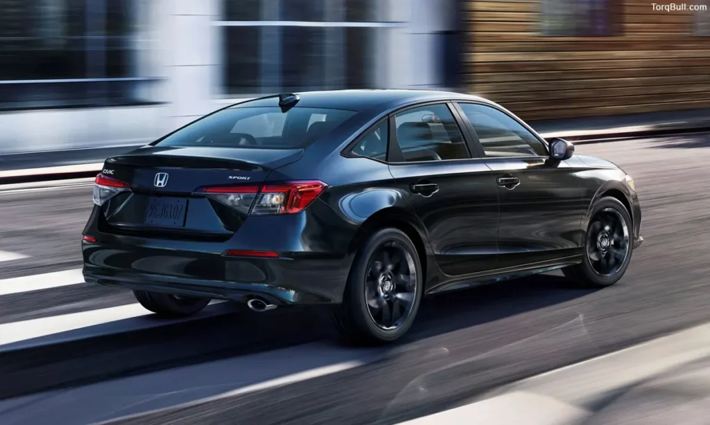 Honda Civic on road rear view 2389047