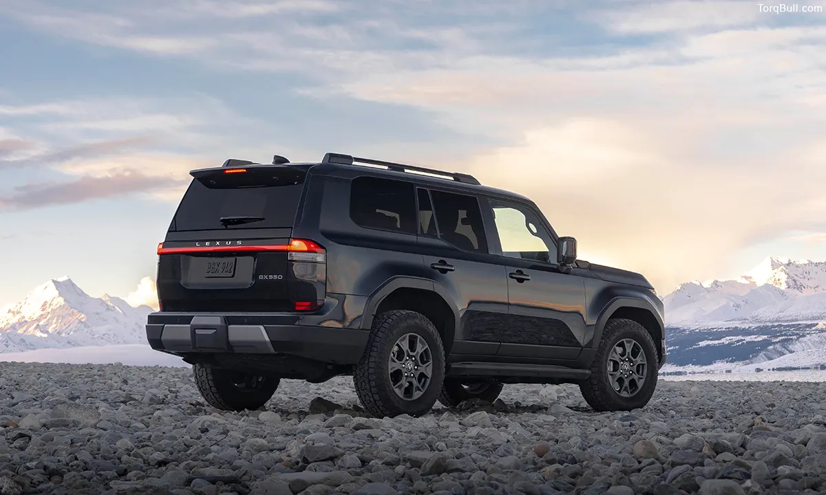 Lexus GX rear view in rough terrain 3456