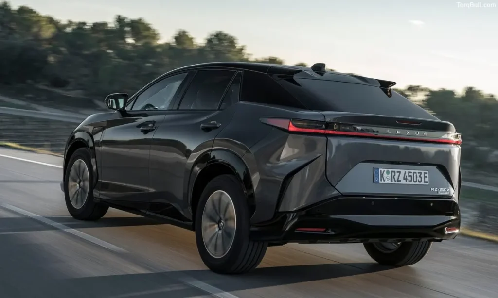 Lexus RZ rear view on highway