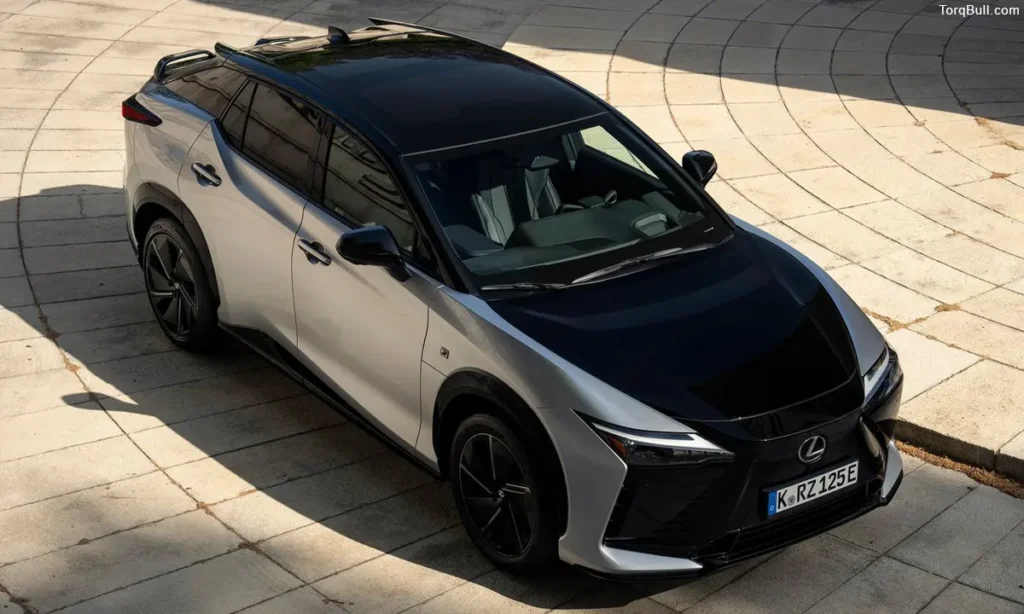 Lexus RZ Pa rking on the street