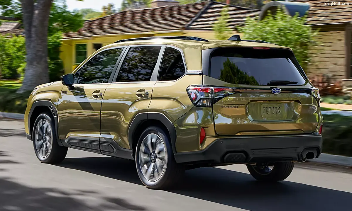 Subaru Forester rear view on a road trip