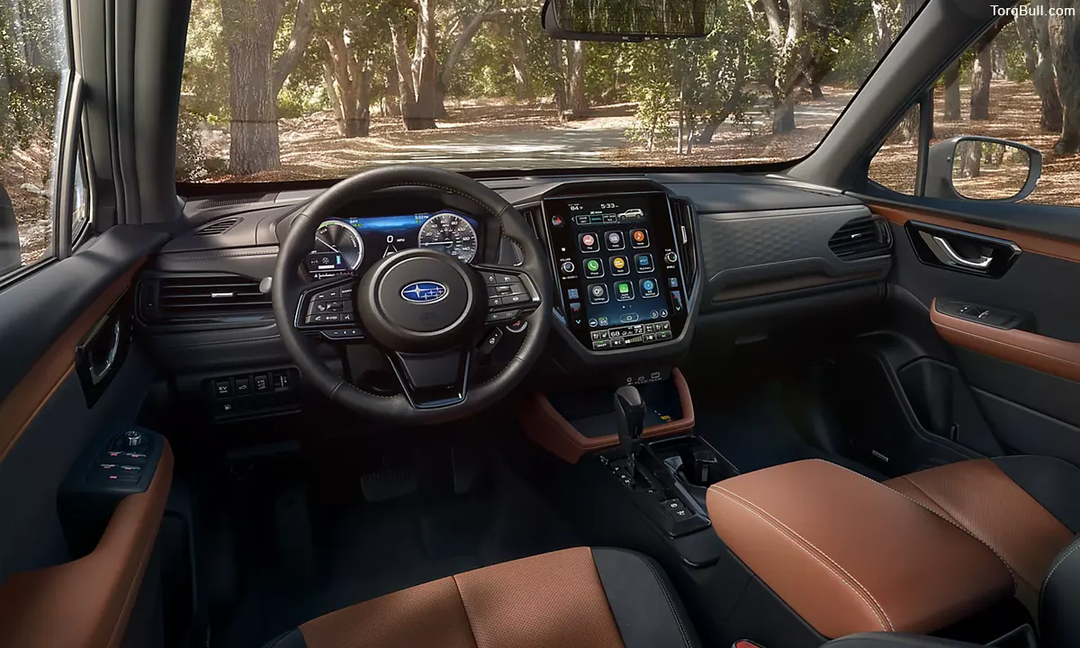 Subaru Forester interior dashboard on a road trip