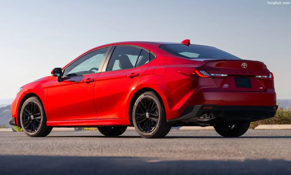 Red Toyota Camry rear view parking