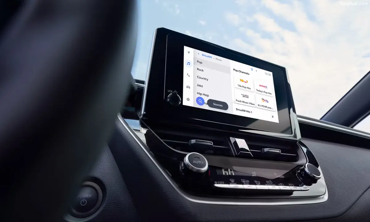 Toyota Corolla infotainment closeup shot