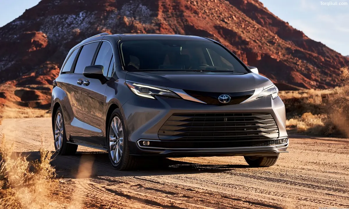 Black Toyota Sienna in the rough terrain