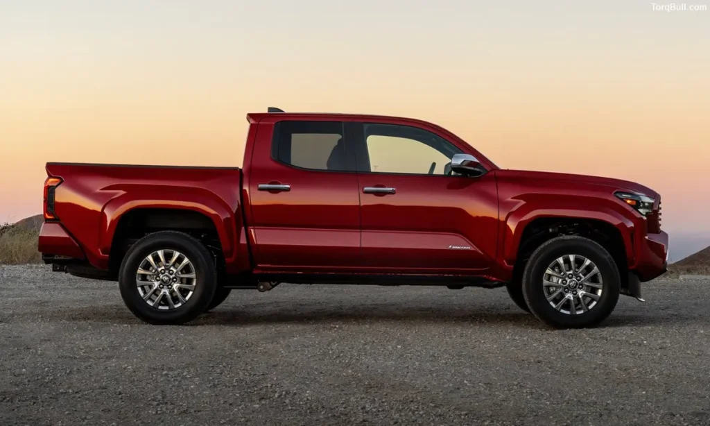 Toyota Tacoma side view in the sunset evening